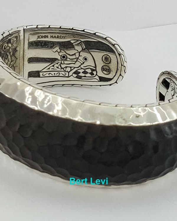 John Hardy Sterling Silver Rosewood Textured Cuff Bangle Bracelet 26.5 mm $1300