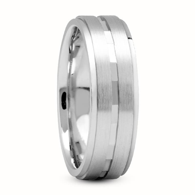 Ladies 14KT White Gold Platinum Traditional Wedding Band LWM287