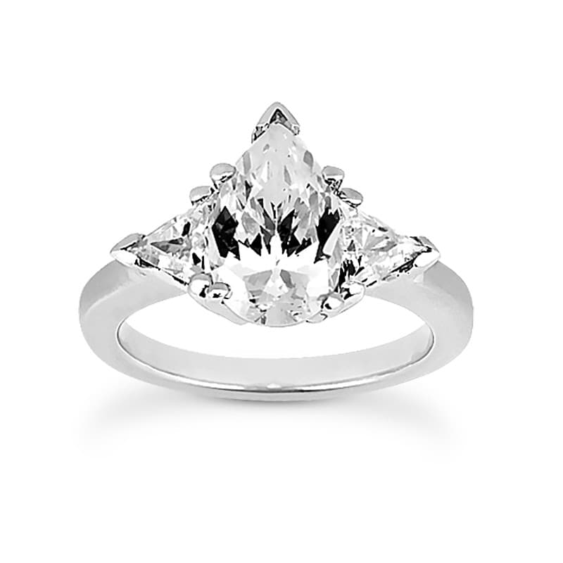 Ladies 14KT White Gold Platinum Three Stones Engagement Set ENS1391-A