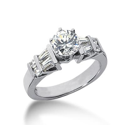 Ladies 14KT White Gold Platinum Fancy Engagement Ring ENR3024
