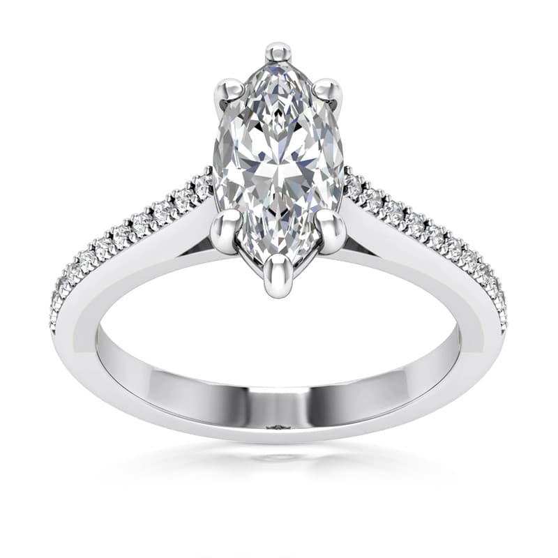 Ladies 14KT White Gold Platinum Fancy Engagement Ring ENR9499-10X5