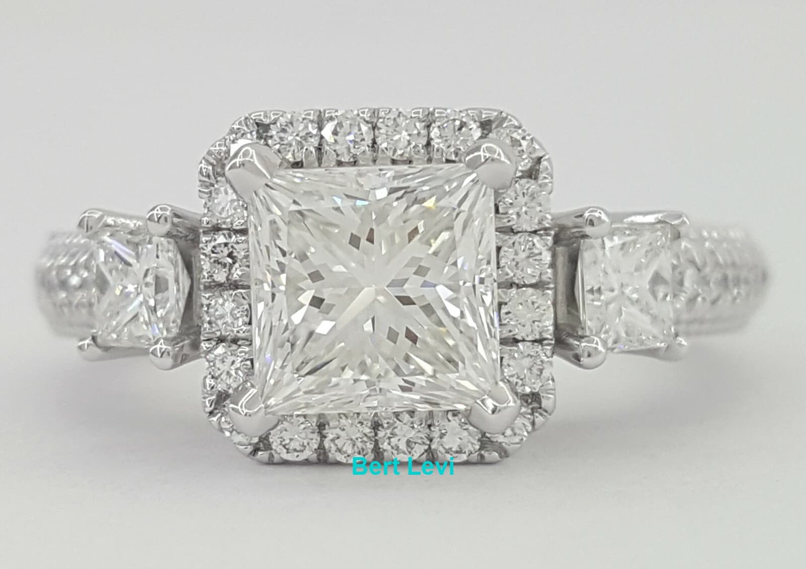 1.88 ct Verragio Venetian AFN-5063P 18k Princess Cut Halo Engagement Ring GIA