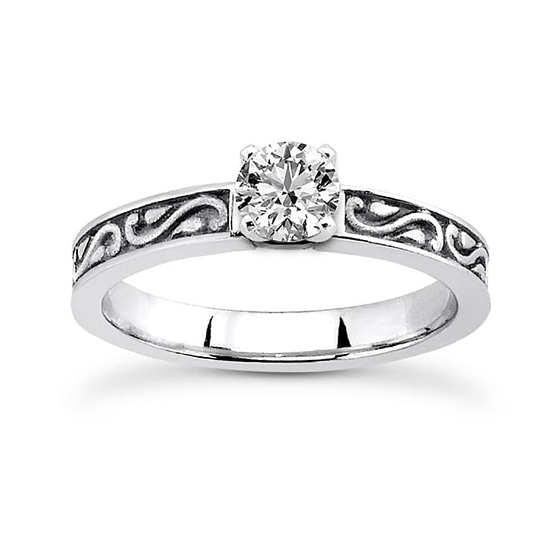 Ladies 14KT White Gold Platinum Solitaire Engagement Set ENS3587-A