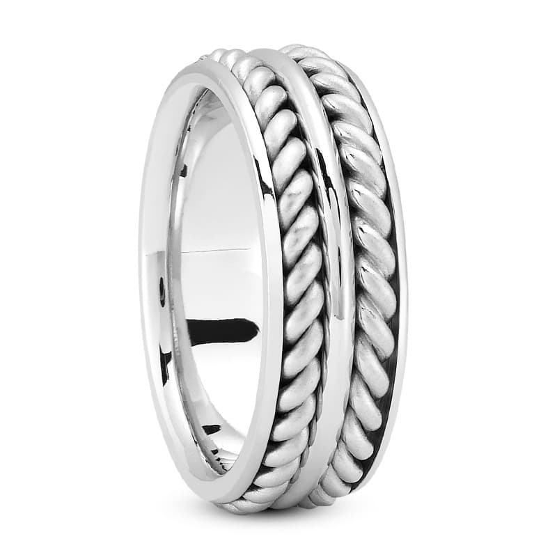 Ladies 14KT White Gold Platinum Traditional Wedding Band HM308