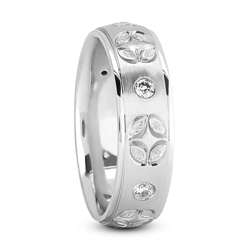 Ladies 14KT White Gold Platinum Traditional Wedding Band DB1090-6-RD