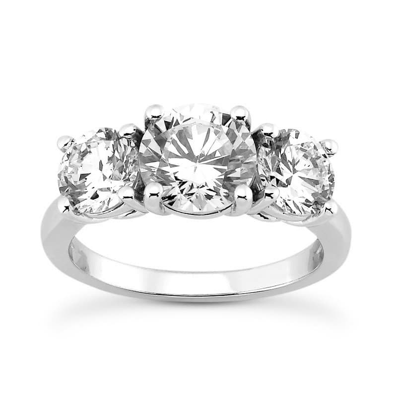 Ladies White Gold Platinum Round Diamond Three Stones Engagement Ring ENR191