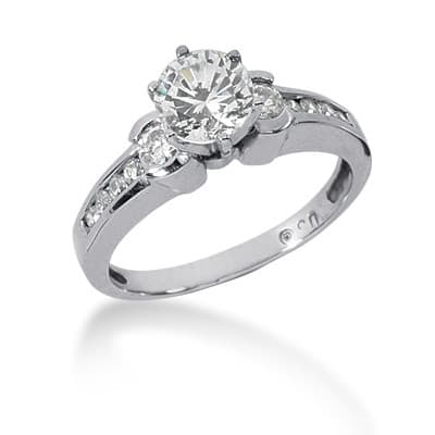 Ladies 14KT White Gold Platinum Fancy Engagement Set ENS584-A