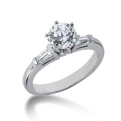 Ladies 14KT White Gold Platinum Three Stones Engagement Ring ENR1294