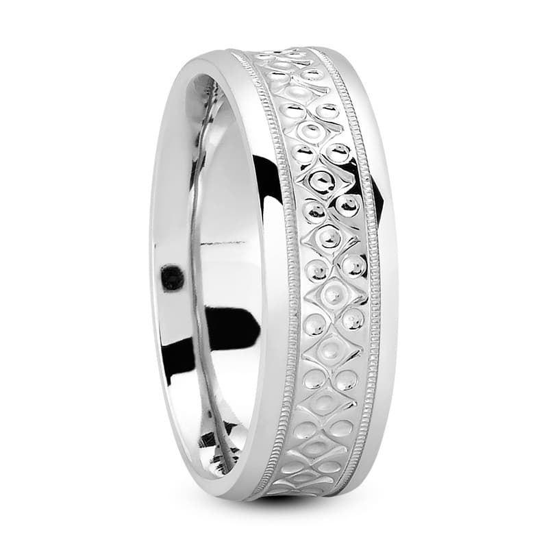 Mens 14KT White Gold Platinum Traditional Wedding Band M1199