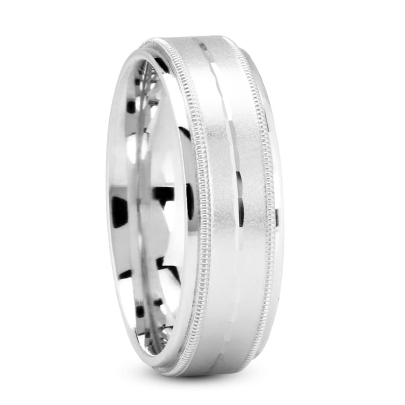 Mens 14KT White Gold Platinum Traditional Wedding Band M339