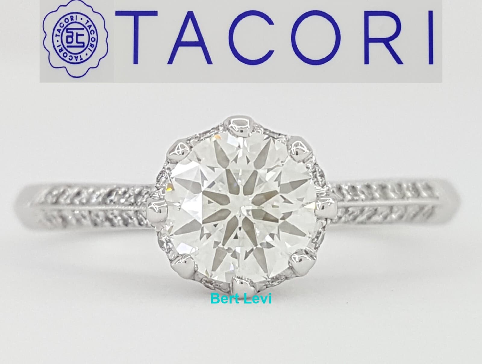 Simply TACORI Round Diamond Engagement Ring 0.73 ct 18k White Gold GIA Rtl $5K