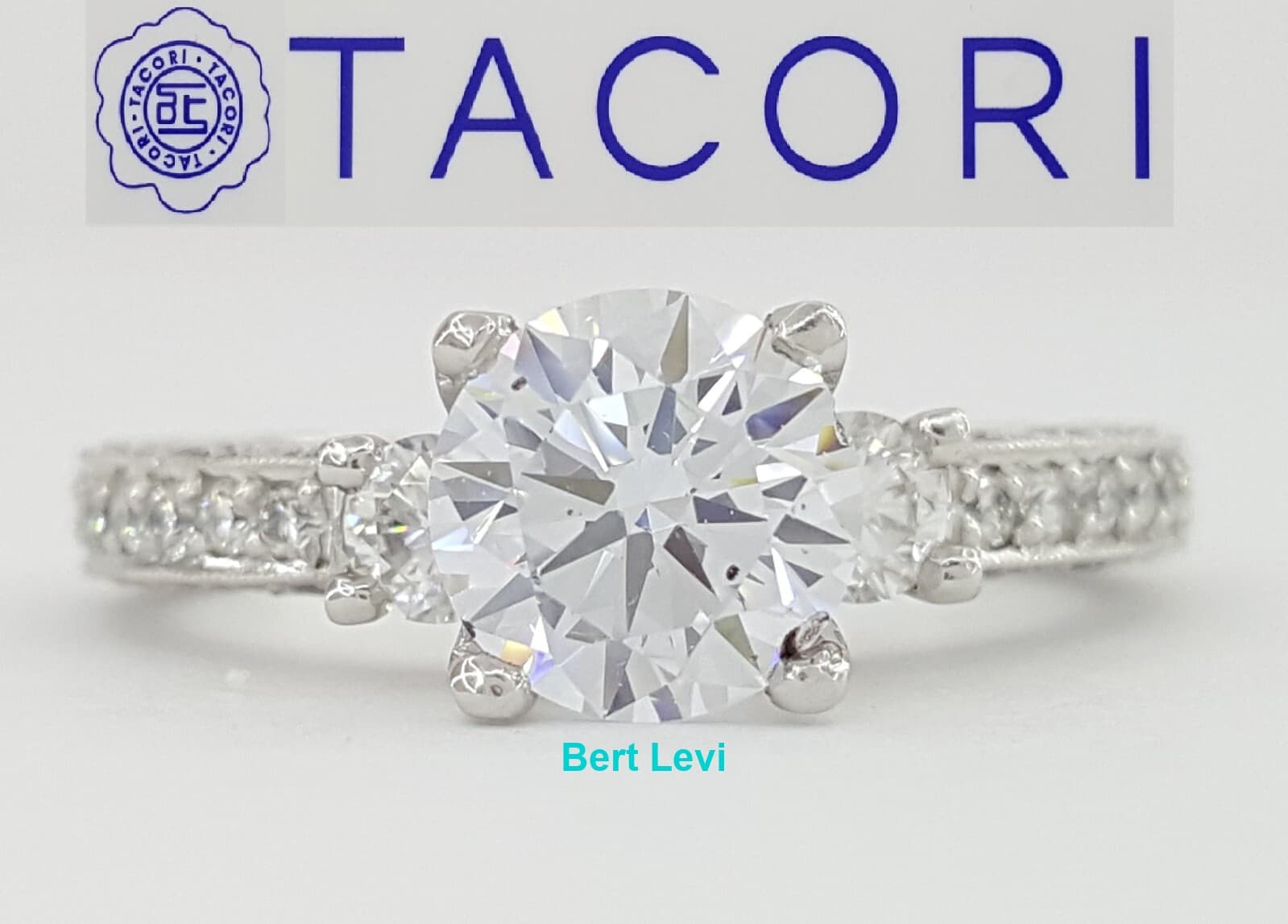 TACORI Crescent 3-Stone Semi-Mount Platinum Engagement Ring 0.9 ct Rtl $7,760