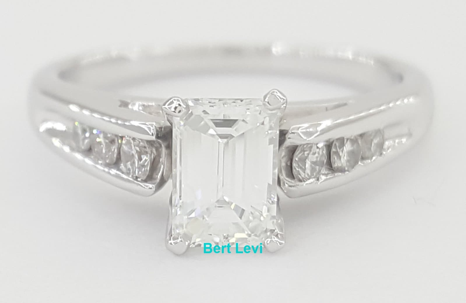 Emerald Cut Diamond 0.66 ct Engagement Ring 14K White Gold E/SI1 GIA