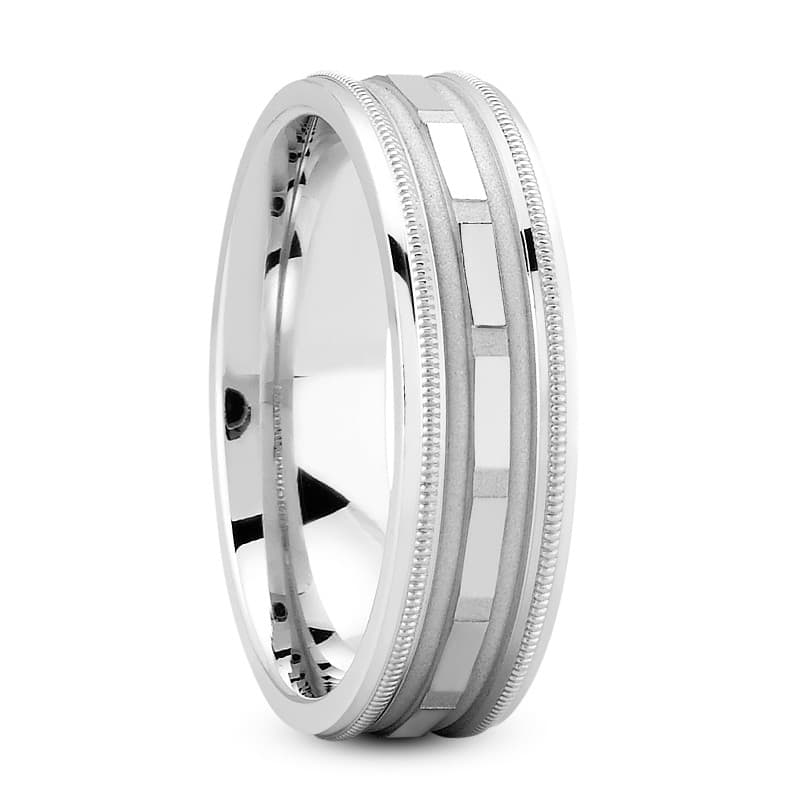 Mens 14KT White Gold Platinum Traditional Wedding Band M1145