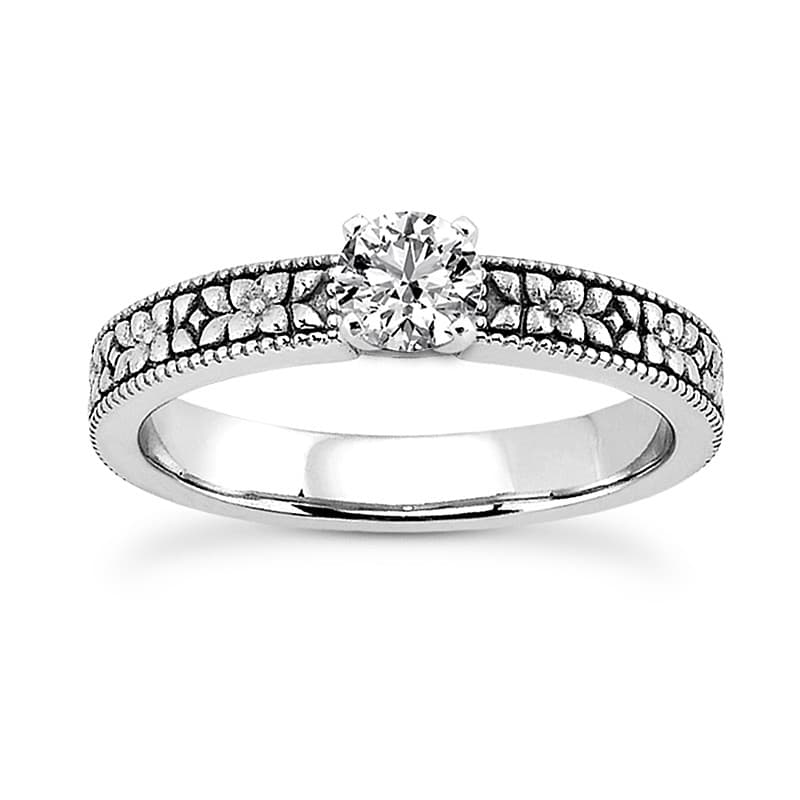 Ladies 14KT White Gold Platinum Solitaire Engagement Set ENS3515-A