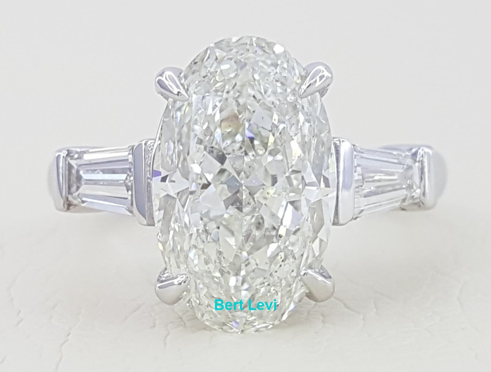 Natural Oval Cut 4.39 ct Diamond Three 3-Stone Platinum Engagement Ring GIA