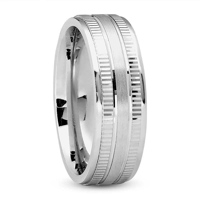 Mens 14KT White Gold Platinum Traditional Wedding Band M708