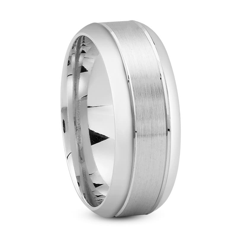 Mens 14KT White Gold Platinum Traditional Wedding Band M323