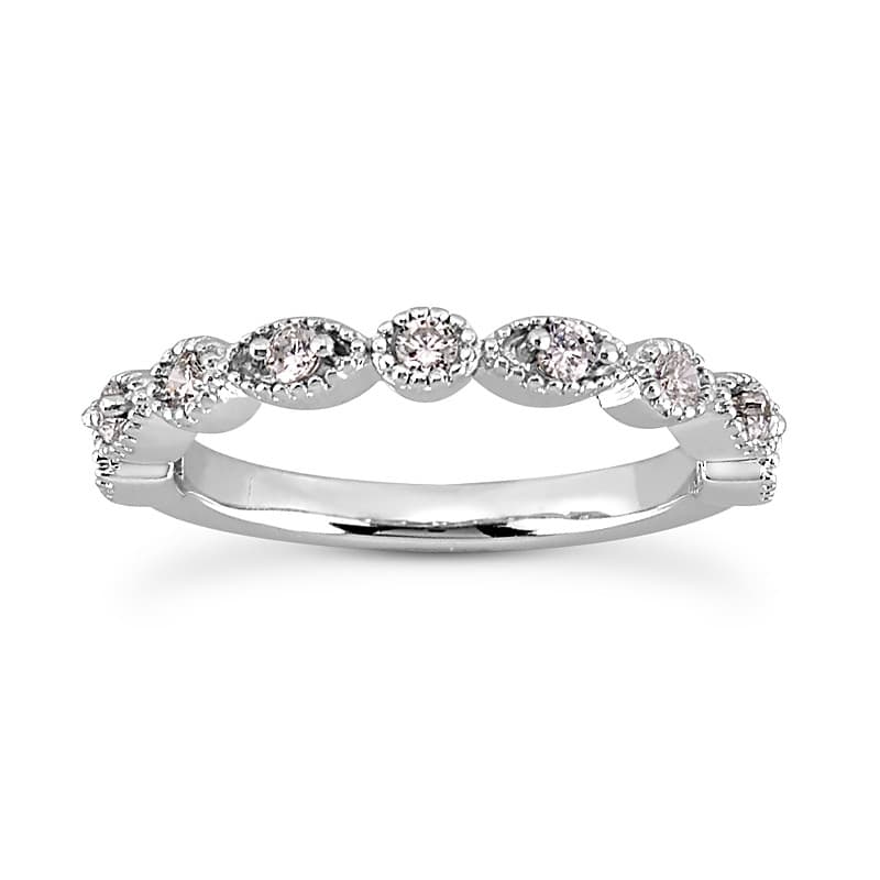 Ladies 14KT White Gold Platinum Diamond Wedding Band WB5075