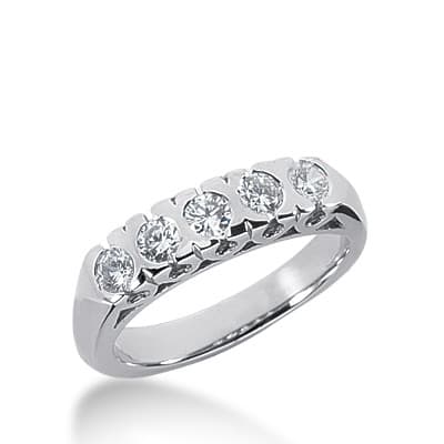 Ladies 14KT White Gold Platinum Round Diamond Wedding Band WB1643