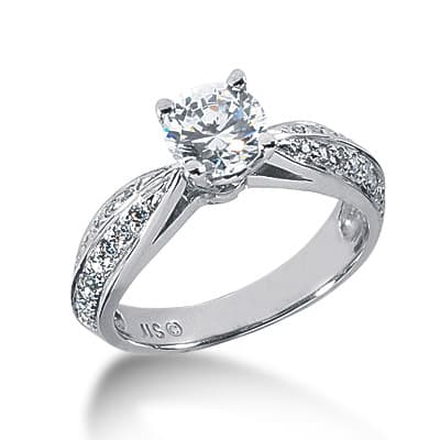 Ladies 14KT White Gold Platinum Fancy Engagement Ring ENR2147