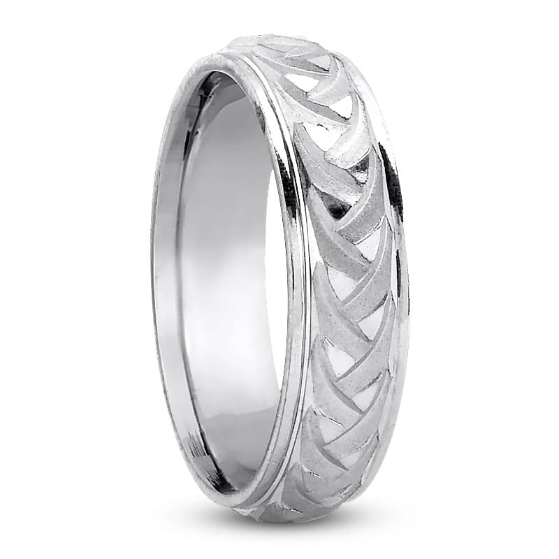 Mens 14KT White Gold Platinum Traditional Wedding Band M795