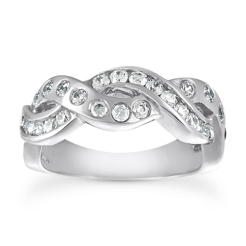 Ladies 14KT White Gold Platinum Round Diamond Wedding Band WB1574
