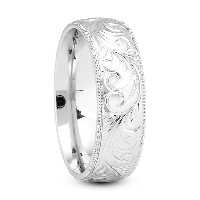Mens 14KT White Gold Platinum Traditional Wedding Band M481-7