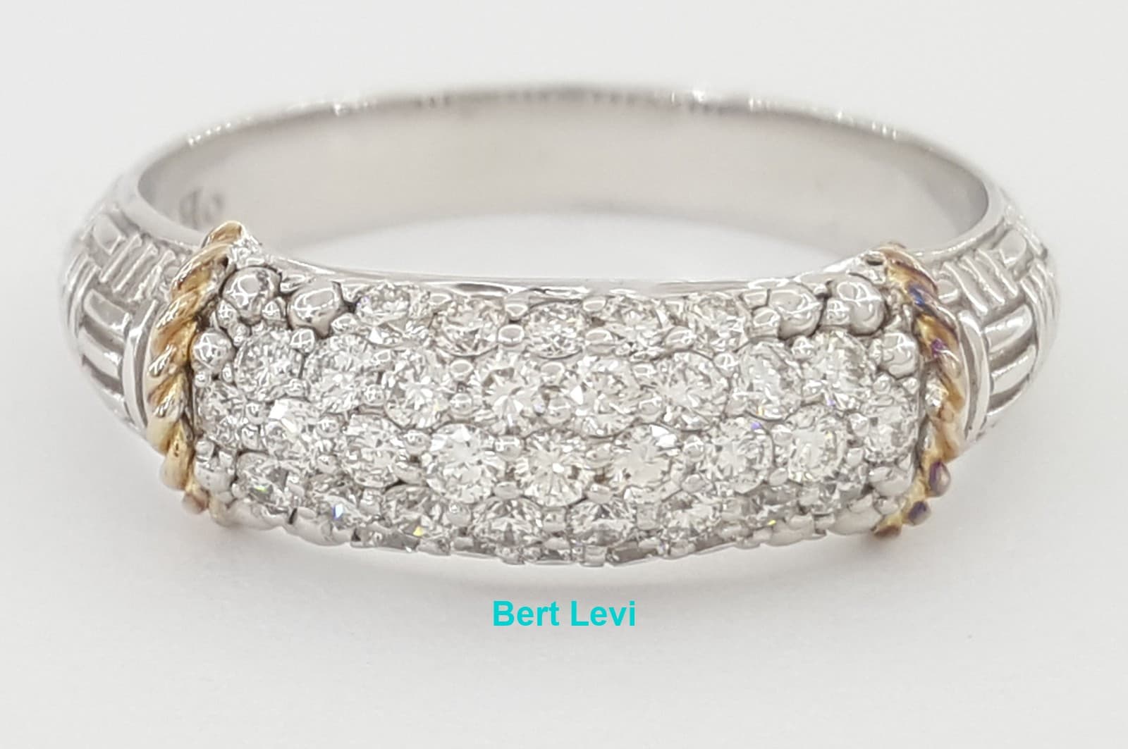 PiyaRo Tessoro Pave Diamond Band Ring 0.5 ct Silver & 14K Gold