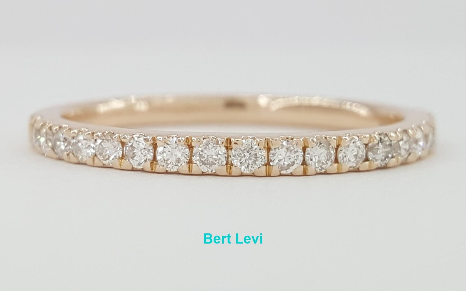 14k Rose Gold Half Circle Round Diamonds Wedding Band 0.27 ct 1.9mm Rtl 995