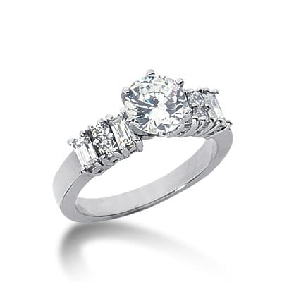 Ladies 14KT White Gold Platinum Fancy Engagement Ring ENR237