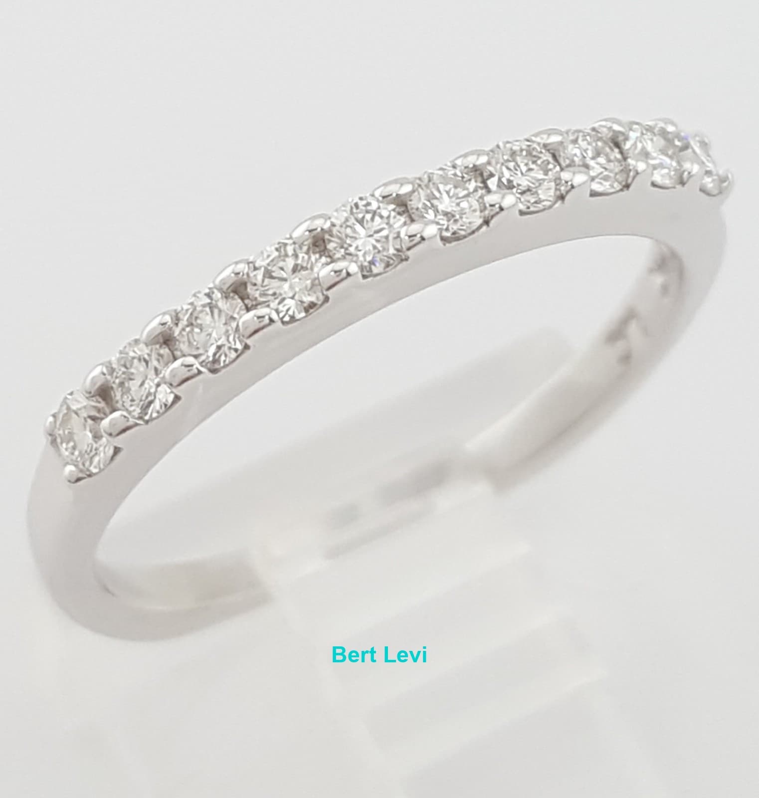 Half Circle Round Diamond Shared Prong Wedding Band 0.33 ct 14k White Gold 2mm