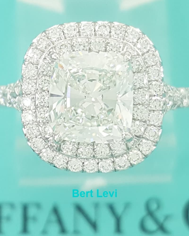 Tiffany & Co Soleste Cushion Double Halo Diamond Engagement Ring 1.99 ct Rt $53k
