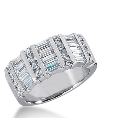 Ladies 14KT White Gold Platinum Diamond Wedding Band WB2101