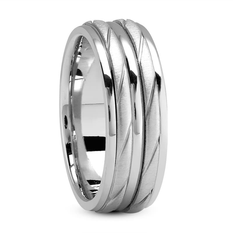 Ladies 14KT White Gold Platinum Traditional Wedding Band HM303