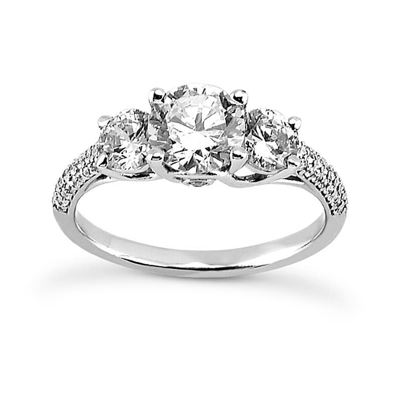 Ladies White Gold Platinum Round Diamond Three Stones Engagement Set ENS2127-A