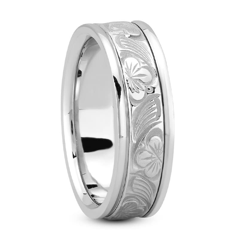 Ladies 14KT White Gold Platinum Traditional Wedding Band HM231