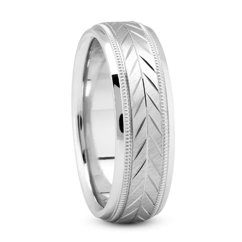 Mens 14KT White Gold Platinum Traditional Wedding Band M572