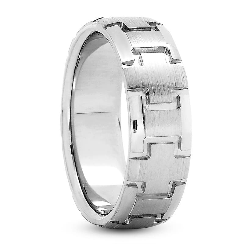Mens 14KT White Gold Platinum Traditional Wedding Band M466