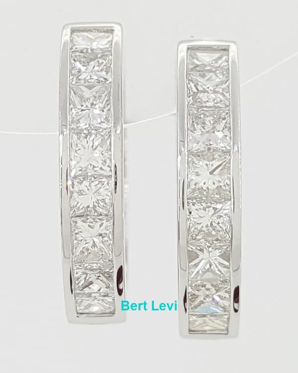 Princess Cut Diamond Hugger Hoop Earrings 15.3 mm 1.06 ct 14K White Gold