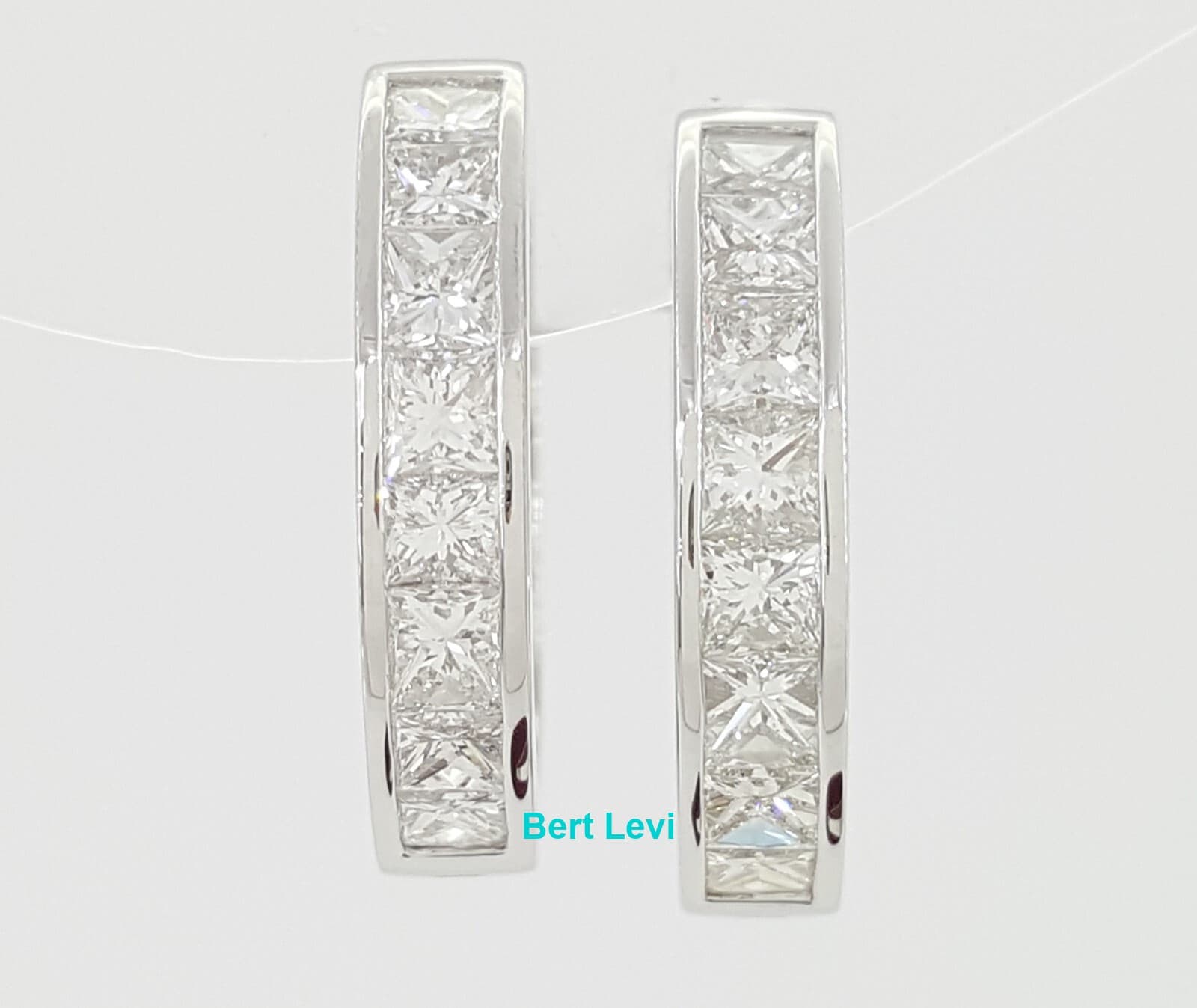Princess Cut Diamond Hugger Hoop Earrings 15.3 mm 1.06 ct 14K White Gold