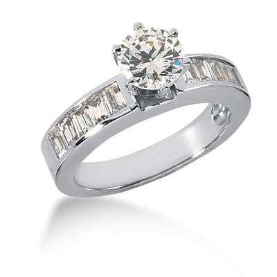 Ladies 14KT White Gold Platinum Fancy Engagement Set ENS677-A