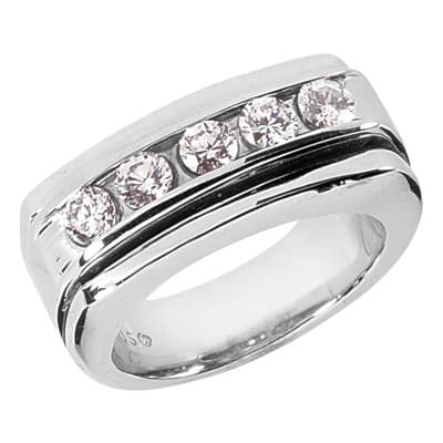 Mens 14KT White Gold Platinum Wedding Band MR1136