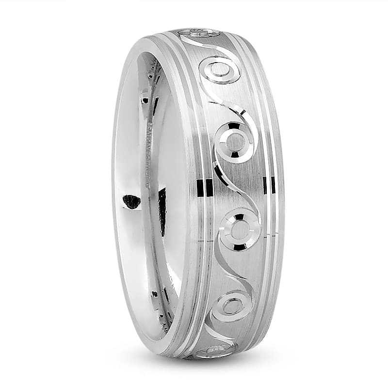 Mens 14KT White Gold Platinum Traditional Wedding Band M730