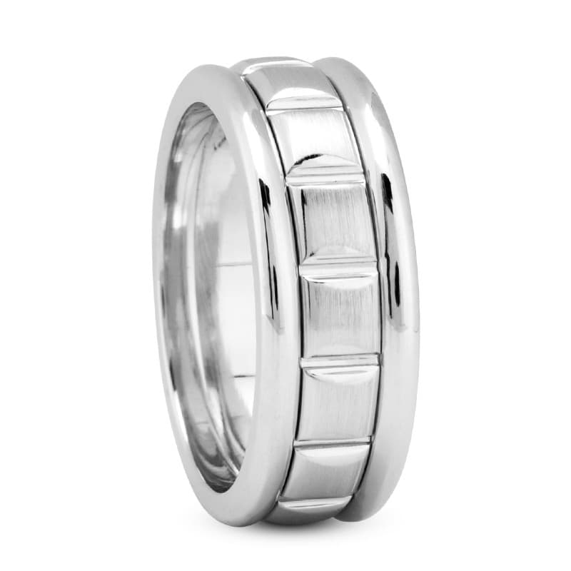 Mens 14KT White Gold Platinum Traditional Wedding Band M359