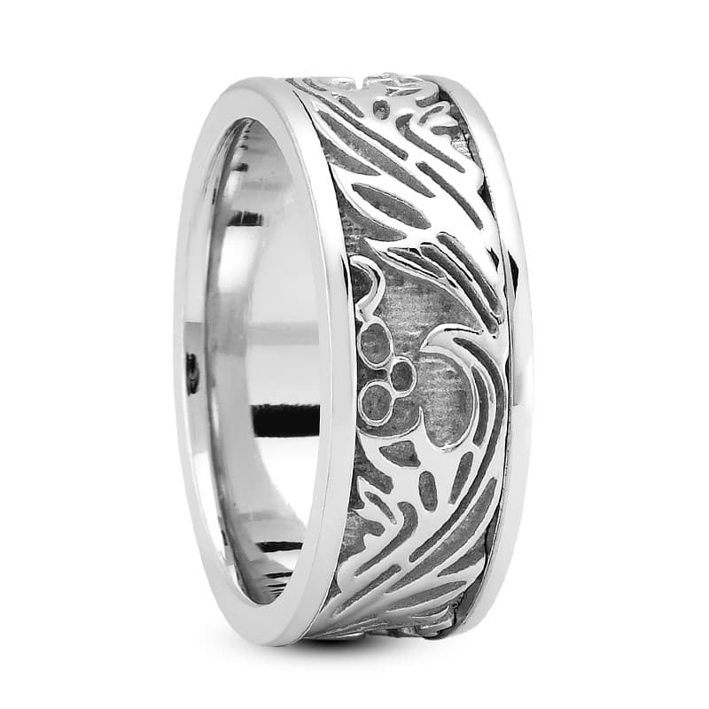 Ladies 14KT White Gold Platinum Traditional Wedding Band HM276