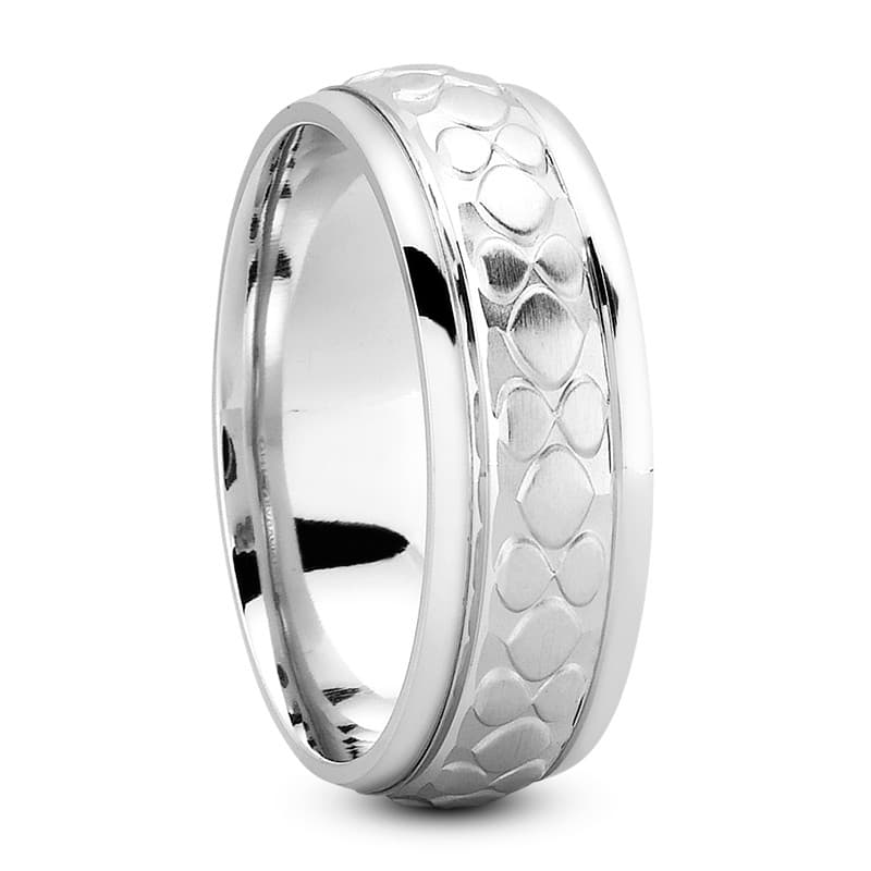 Mens 14KT White Gold Platinum Traditional Wedding Band M1202