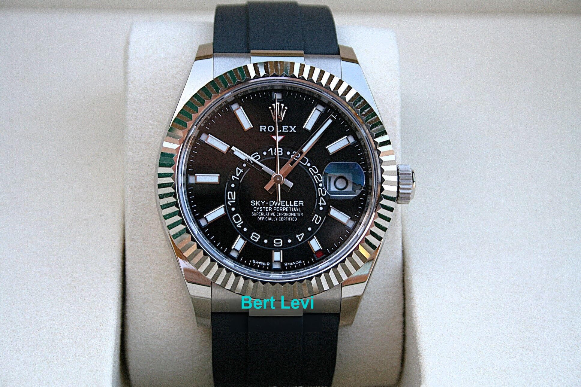 ROLEX 336239 SKYDWELLER 18K WHITE GOLD WITH OYSTERFLEX