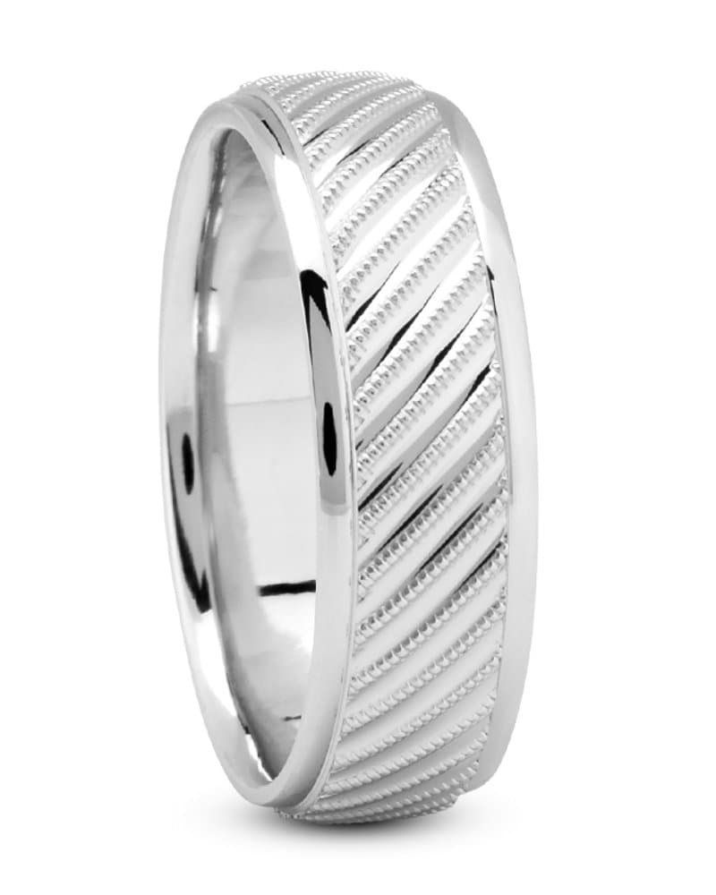 Mens 14KT White Gold Platinum Traditional Wedding Band m1002