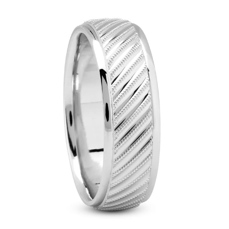 Mens 14KT White Gold Platinum Traditional Wedding Band m1002